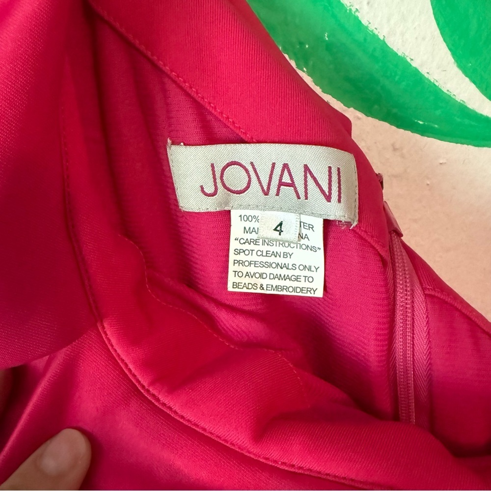 Jovani One-Shoulder Ruffle Mini Dress in Fuchsia - Picture 6 of 6